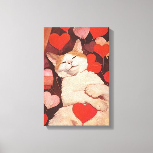Gelukkige Valentijnse kat Canvas Afdruk (Voorkant)