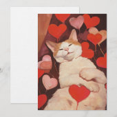 Gelukkige Valentijnse kat Feestdagenkaart (Voorkant / Achterkant)