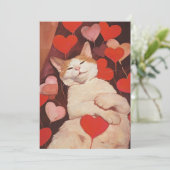 Gelukkige Valentijnse kat Feestdagenkaart (Staand voorkant)