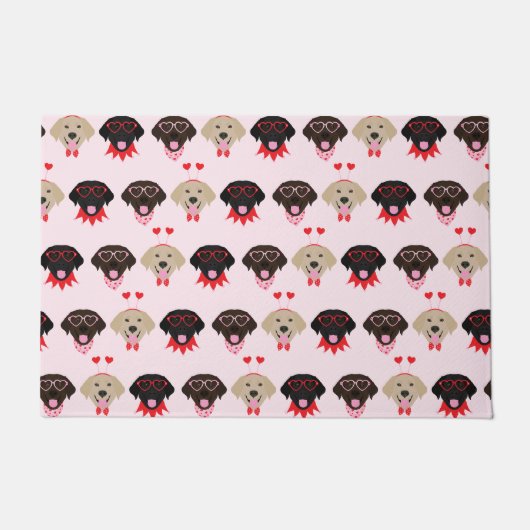 Gelukkige Valentijnse  Labrador Retriever Dogs Deurmat (Voorkant)