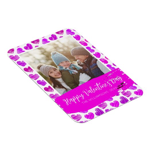 Gelukkige Valentijnse Moderne Paarse Roze Hart Fot Magneet (Rechterzijde)