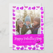 Gelukkige Valentijnse Moderne Paarse Roze Harten F Feestdagenkaart (Voorkant)