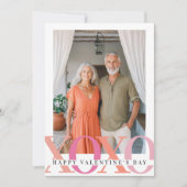 Gelukkige Valentijnse Moderne Roze Foto Feestdagenkaart (Voorkant)