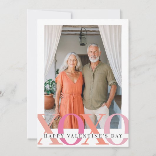 Gelukkige Valentijnse Moderne Roze Foto Feestdagenkaart (Voorkant)