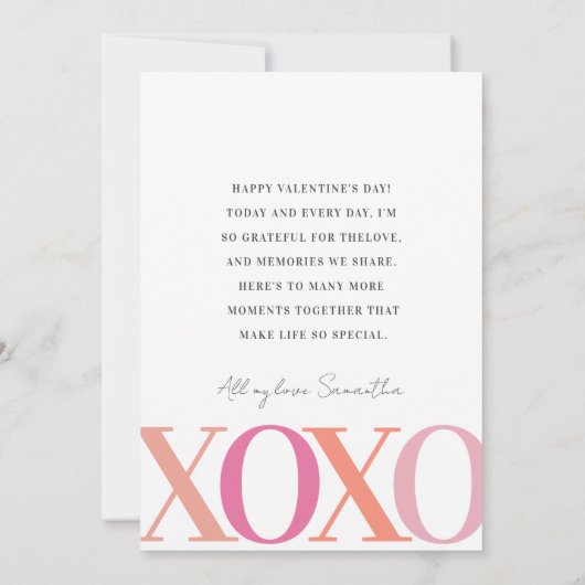 Gelukkige Valentijnse Moderne Roze Foto Feestdagenkaart (Achterkant)