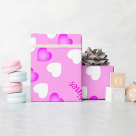 Gelukkige Valentijnse  Roze en Witte Hartenpatroon Cadeaupapier