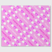 Gelukkige Valentijnse Roze en Witte Hartenpatroon Cadeaupapier (Vlak)