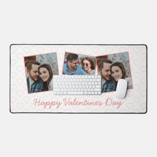 Gelukkige Valentijnse  Schattige 3 foto hartpatroo Bureaumat (Keyboard & Muis)