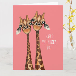 Gelukkige Valentijnskaart - Liefhebbende Giraffen Kaart