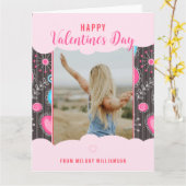 Gelukkige Valentijnswaanzin Roze Blauwe Hart Bloem Kaart (Gele Bloem)