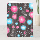 Gelukkige Valentijnswaanzin Roze Blauwe Hart Bloem Kaart (Achterkant)