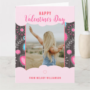 Gelukkige Valentijnswaanzin Roze Blauwe Hart Bloem Kaart