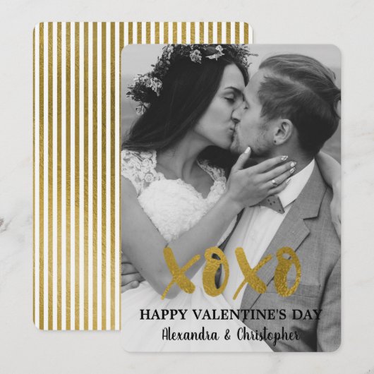 Gelukkige Valentine's Eenvoudige Foto van de Folie Feestdagenkaart (Voorkant / Achterkant)