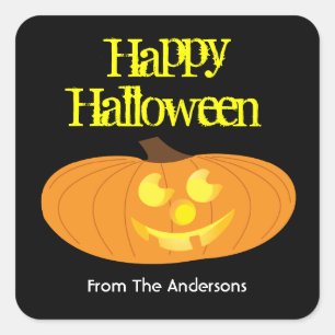 Gelukkige van de de pompoengift van Halloween het Vierkante Sticker