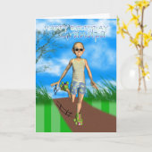 Gelukkige van de grampacartoon van de Verjaardag Kaart (Gele Bloem)