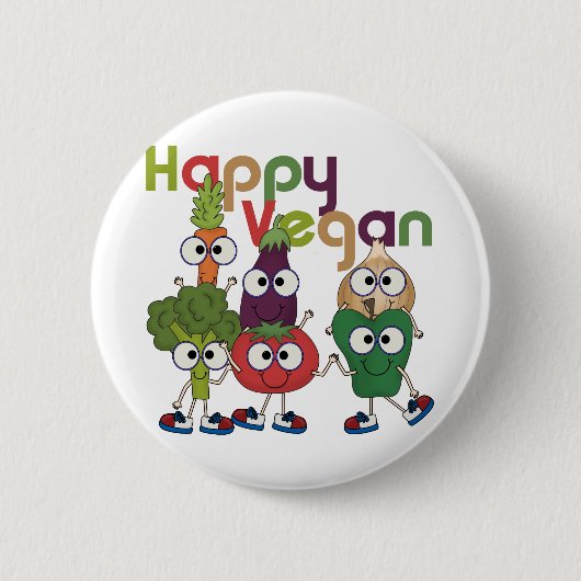 Gelukkige Veganist Ronde Button 5,7 Cm (Voorkant)