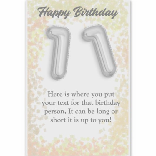 Gelukkige verjaardag 11-jarige sticker (Voorkant)