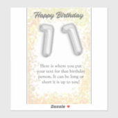 Gelukkige verjaardag 11-jarige sticker (Vel)