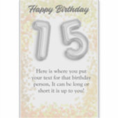 Gelukkige verjaardag 15-jarige sticker (Voorkant)