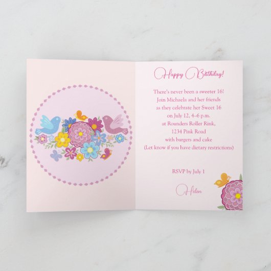 Gelukkige verjaardag! 16 bloemen en vogels (Binnen)