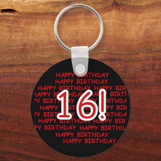 Gelukkige Verjaardag 16 Sleutelhanger (Voorkant)