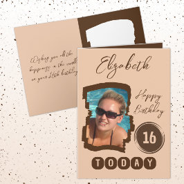 Gelukkige verjaardag 16 vandaag voeg foto bruin to kaart