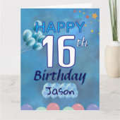 Gelukkige Verjaardag 16e Tienerjongen Kaart (Voorkant)
