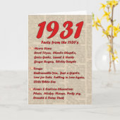 Gelukkige Verjaardag 1931 Geboortejaar 30's 30s Kaart (Gele Bloem)