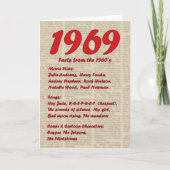 Gelukkige Verjaardag 1969 Geboortejaar nieuws 60's Kaart (Voorkant)