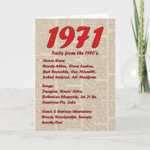 Gelukkige Verjaardag 1971 Geboortejaar nieuws 70's Kaart