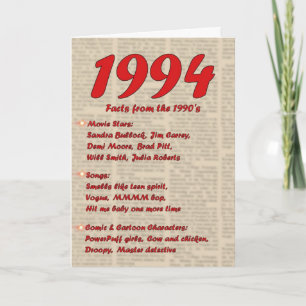 Gelukkige Verjaardag 1994 Geboortejaar nieuws 90's Kaart