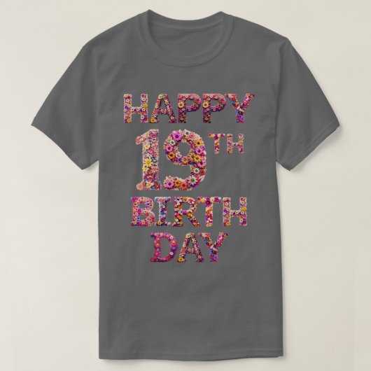 Gelukkige Verjaardag 19e T-shirt (Design voorkant)
