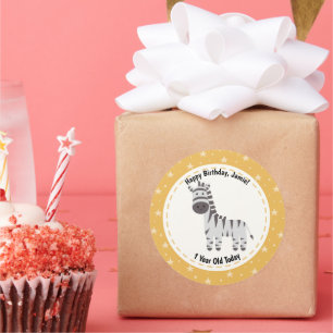 Gelukkige Verjaardag 1 jaar oud Vandaag Leuke Zebr Ronde Sticker