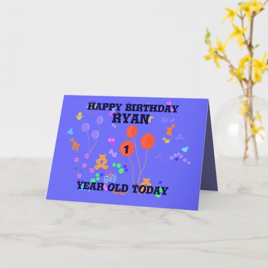 Gelukkige Verjaardag 1 jaar oude jongen Kaart (Gele Bloem)