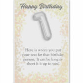 Gelukkige verjaardag 1 jaar oude sticker (Voorkant)