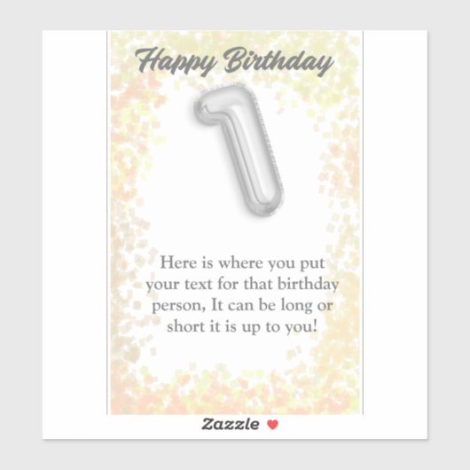 Gelukkige verjaardag 1 jaar oude sticker (Vel)