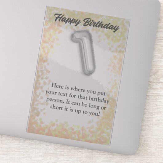 Gelukkige verjaardag 1 jaar oude sticker (Detail)