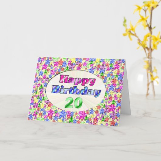 Gelukkige Verjaardag 20 Kaart (Gele Bloem)