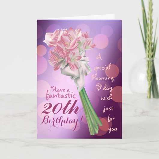 Gelukkige Verjaardag! - 20ste roze Kaart (Voorkant)