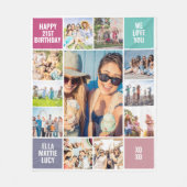 Gelukkige Verjaardag 21e Fotocollage Fleece Deken (Voorkant)