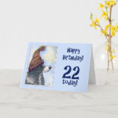 Gelukkige verjaardag, 22 vandaag, border collie ho kaart (Gele Bloem)