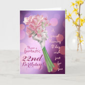 Gelukkige Verjaardag! - 22ste roze Kaart (Gele Bloem)