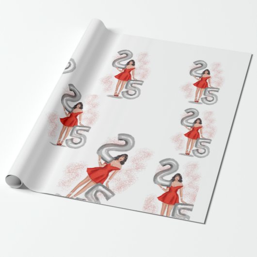 Gelukkige verjaardag 25 cadeaupapier (Uitgerold)