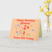 Gelukkige Verjaardag 2 éénjarigen Kaart (Gele Bloem)