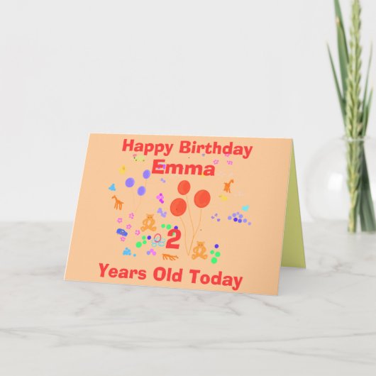 Gelukkige Verjaardag 2 éénjarigen Kaart (Voorkant)