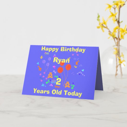 Gelukkige verjaardag 2 jaar oud kaart (Gele Bloem)