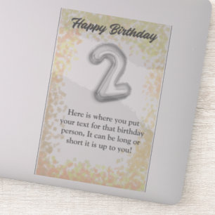 Gelukkige verjaardag 2 jaar oude sticker