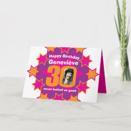 Gelukkige verjaardag 30 roze sterren aangepaste na kaart