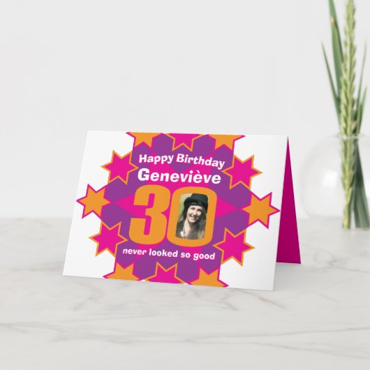 Gelukkige verjaardag 30 roze sterren aangepaste na kaart (Voorkant)