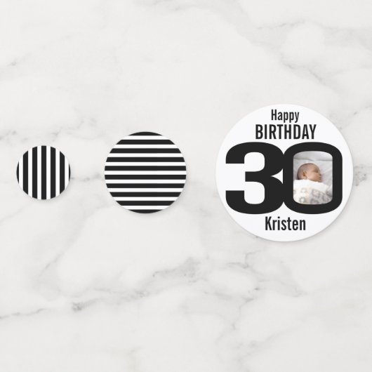 Gelukkige verjaardag 30e naam en fotodocument conf confetti (Achterkanten)